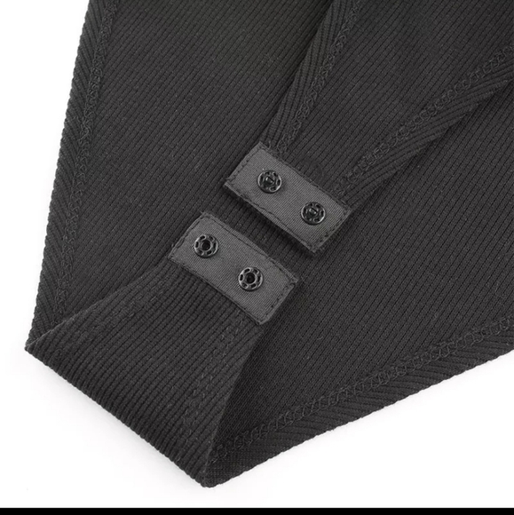 Black ribbed corset mesh turtleneck bodysuit - Picture 9 of 9